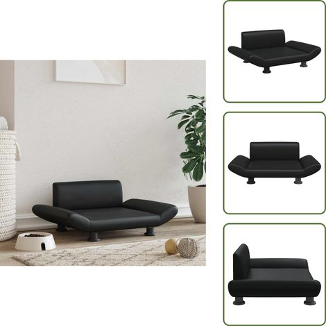 The Living Store Cama para perros de cuero sintético negra 70x45x28 cm - Sofá para perros