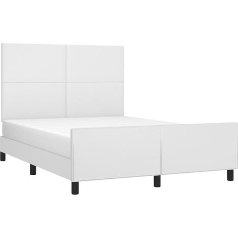 Cadre de lit avec tête de lit Blanc 140x190 cm Similicuir (1/5)