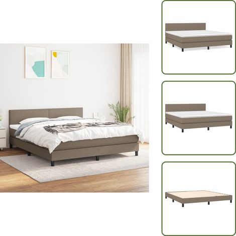 Boxspringbett mit Matratze Taupe 180x200 cm Stoff - Boxspringbett - Doppelbett - Bettenrahmen - Matratze - Tapete (1/5)