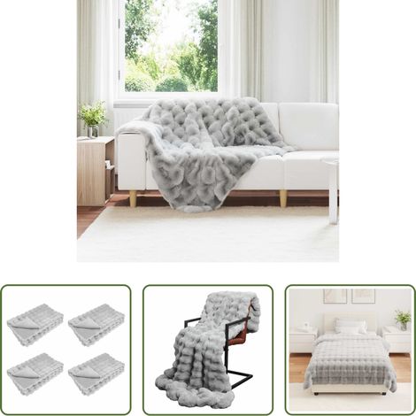 Kunstfell Decke - Rutschfeste Kunstfell Decke Olite 4 pcs Grau 130 x 150 cm (1/5)