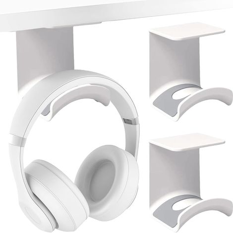 2PCS Support Casque Bureau, Porte Casque, Support Casque Audio, Adapté à Plusieurs Appareils, Mur, Table, Accessoires Gaming (2, Double Face) (1/5)