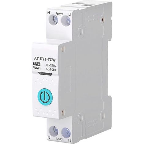 Disjoncteur intelligent TUYA WIFI avec compteur de puissance intégré, montage sur rail DIN, 1P 63A, pour maison connectée, sans compteur. (1/5)