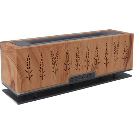 Flammen-Aroma-Diffusor mit Luftbefeuchter, 3D-Flammen-Design, hohl, für Zuhause und Büro, stimmungsvolles Nachtlicht, 100–240 V, helle Holzoptik, EU-Stecker (1/5)