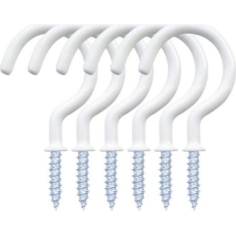 Lot de 12 crochets à vis, crochets de plafond en forme de tasse, support mural robuste en plastique pour plantes suspendues (7,3 cm, blanc) (1/5)