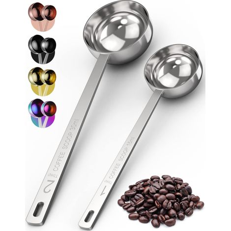 Lot de 2 Cuillère à café, Acier inoxydable, Manche long, 15ml et 30ml, Pour cuisine (1/5)