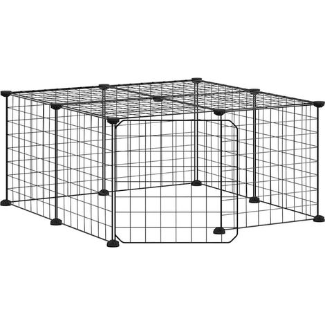 Gabbia per animali con 12 pannelli e porta 35 x 35 cm nera 020041558