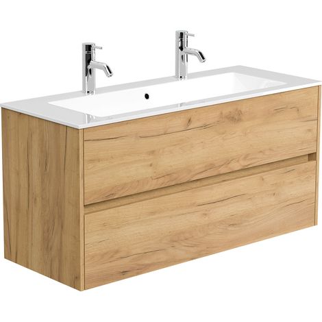 Doppelbadmöbel Taifun mit Waschtisch 120 cm 2 Greifraum SoftClose Auszüge eiche