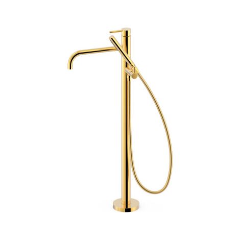 Mitigeur sur pied pour baignoire et douche1 colonne verticale Or 24K - TRES 26247005OR