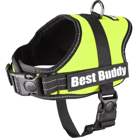 Harnais réglable pour petit chien Pluto vert fluo S (1/4)