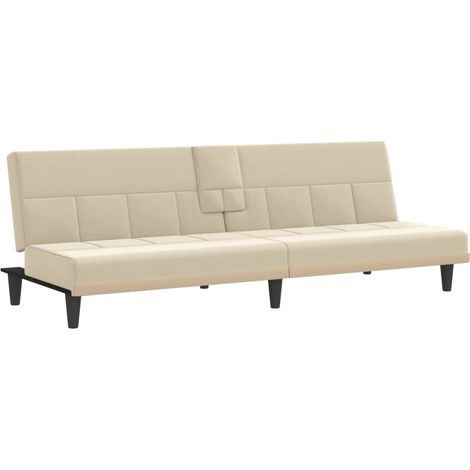 Divano letto con portabicchieri tessuto crema 020020421