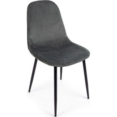 Sedia Irelia con struttura seduta e schienale in velluto, per arredo interno 52,5 x 42,5 x h 90 cm -Grigio Scuro / Confezione da 2 pezzi (1/5)