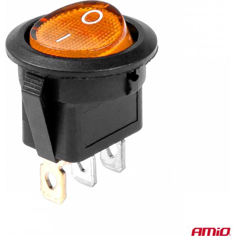 Interrupteur rond avec rétroéclairage jaune amio-03085 (1/4)