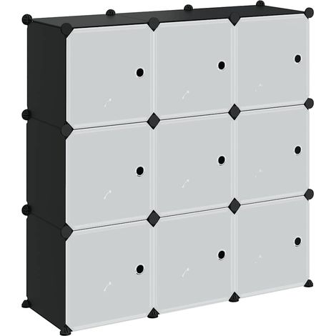 Cubes de rangement 9 pcs avec portes noir PP
