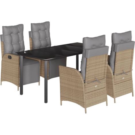 Maison Exclusive - Set comedor de jardín 5 pzas con cojines ratán (1/5)