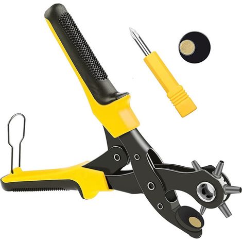 Pince perforatrice en cuir perce ceinture troueuse ceinture 2mm - 4,5mm Pour les chaussures les cartes l'artisanat la toile les sacs - Poinçon à manche jaune (1/5)