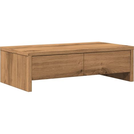 Mesa de monitor con soporte mueble escritorio y cajones fabricado artesanalmente en madera de ingeniería color marrón 020044963