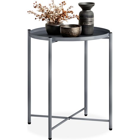 Table d'appoint en acier 45,5 x 53 cm gris foncé (1/5)