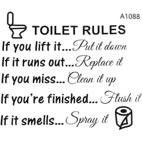 Règles des toilettes - Stickers muraux amovibles pour salle de bain - Décoration murale en vinyle à faire soi-même (1/5)