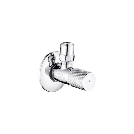 Robinet d'équerre d'eau avec levier unique, raccord mural G1/2" x G3/8" robinet de lavabo, robinet d'angle en laiton chromé pour robinet de salle de bain G3/8" (marquage : rouge) (1/5)