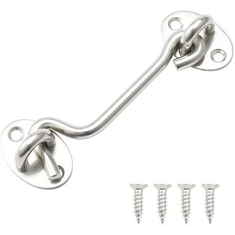 Pair Crochet de cabine en acier inoxydable 100 mm avec entretoise silencieuse et support de fenêtre pour serrures de porte, argent