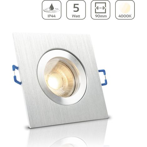 Einbauspot IP44 eckig - Farbe: Alu-gebürstet - LED Leuchtmittel: GU10 5W neutralweiß (1/5)