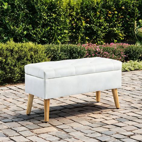 Coffre banc avec rangement en tissu velours 102 x 35 x 43 cm (1/5)