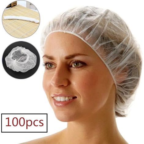 100 Stück Einwegkappen Vlies Bouffant Kappen Haar Kopfbedeckung Unsichtbare Clip Kappen Mob Caps Haarnetze (1/5)