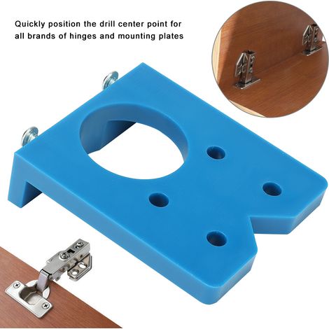 Gabarit de perçage trou repère porte charnière invisible 35 mm bleu guide foret menuiserie 1 pièce (1/5)