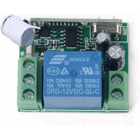 Relais Sans Fil - Récepteur Télécommande 1 Canal DC 12V 433 MHz - Pour Porte De Garage Et Éclairage - 1 Pièce