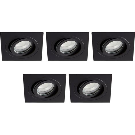 Litecraft Recessed Downlights Tiltable Square Spotlights in Matte Black - 5 Pack (1/5)