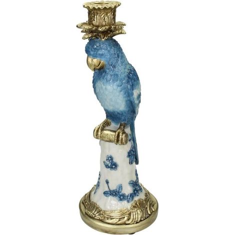Chandelier Décoratif avec Figurine Oiseau Bleu en Résine pour une Bougie 14 x 14 x 36 cm - PANGIVO (1/4)