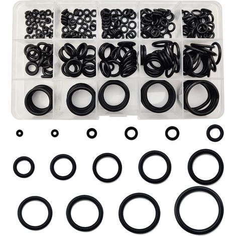 250 Pièces Kit Joints Toriques, Joints Toriques d'étanchéité, 15 Tailles Joints de Rondelles Caoutchouc Assortiment pour Réparation Roulement Pompe (1/5)