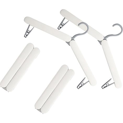Cintres de voyage lot de 4 plastique blanc pliables pour vêtements pantalons et rangement dans la penderie (1/4)