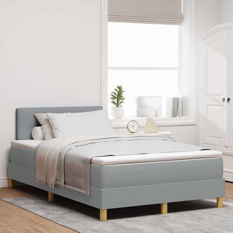 Cama tipo Box Spring con cabecera Gris Claro 120 x 200 cm tela (1/5)