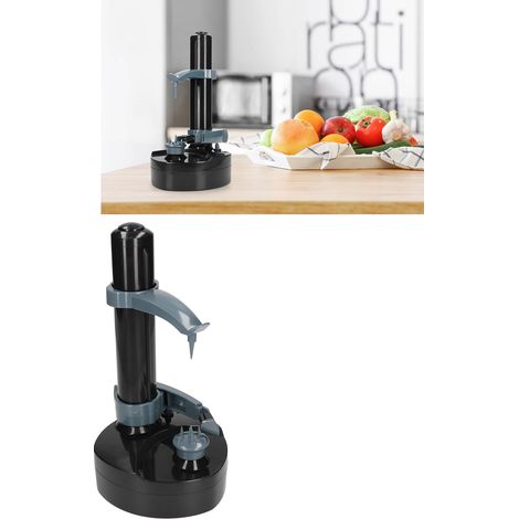 Pelador eléctrico de verduras con base fija – Pelador automático multifuncional para patatas, verduras y frutas, juego completo fabricado en plástico ABS negro. (1/5)
