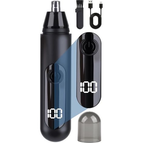 Rifinitore per peli di naso e orecchie ricaricabile tramite USB per uomo e donna, rasoio a doppia lama indolore con display a LED, lavabile e facile da pulire. (1/5)