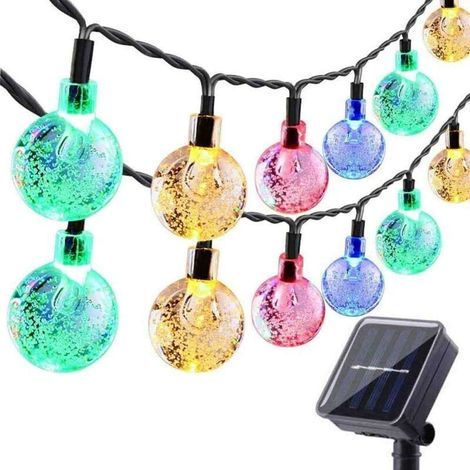 Guirlande Lumineuse Solaire Extérieur - 5M 20 LED Guirlande Solaire Extérieure Étanche IP65 8 Modes Guirlande Lumineuse Solaire & USB pour Jardin, Noël, Fête