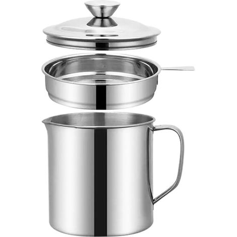 Petite Passoire Acier Friteuse Huile Inoxydable Personnes pour 1 en avec à Graisse Fine Détachable, Casserole Facile à Nettoyer, Bidon D'huile 1,3l Argenté Cuisine (1/5)