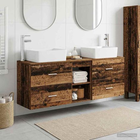 vidaXL Bathroom Cabinet Set 3 pcs Old Wood 136 x 35 x 80 cm (1/5)