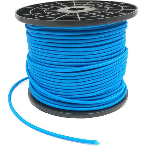 D-Work - Tendeur Sandow Bobine Usage Intensif - Résistant Aux Intempéries - 100 mètres - Ø6 mm - Âme Caoutchouc Enveloppe Tricotée - Couleur Bleu (1/5)
