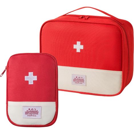 Trousse de Premiers Secours, Portable Boîte Médicale Boîte Sacs de Médicaments Vides Sac de Rangement de Médicaments for Travelling Camping Home Hiking (Red) (1/5)