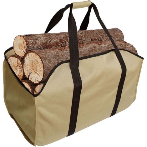 Sac à bois de chauffage de qualité supérieure, fabriqué en polyester, panier à bois de chauffage portable, sac de cheminée pliable, sac de cheminée étanche (kaki) (1/4)