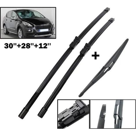 Lot de 3 Balais d'essuie-glace avant + arrière Pour Peugeot 3008 MK I 2009 2010 2011 2012 2013 2014 2015 2016 (1/4)