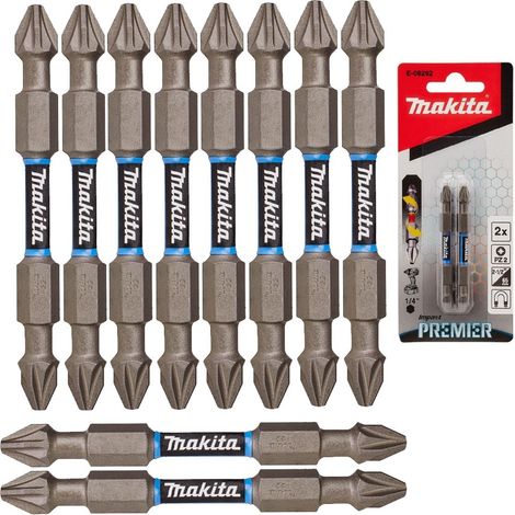 Makita E-06292 PZ2 Pozi Impact Premier Screwdriver Drill Bit Torsion 65mm 10 pk (1/3)