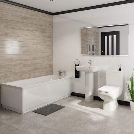 Libra 1700mm Straight Bath Modern Bathroom Suite (1/3)