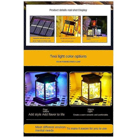 Lanterne solaire suspendue pour l'extérieur - Lumière de jardin effet bougie pour un éclairage d'ambiance et une belle décoration extérieure (1/5)