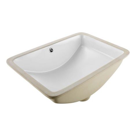 Lavabo Bajo Encimera de Cerámica Rectangular, con Rebosadero, Fregadero de Cocina Moderno para Espacios Pequeños, Resistente a las Manchas y el Amarilleo, Color Blanco, 530 x 375 x 210 mm (1/5)