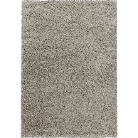 Tapis poils longs shaggy 300x400 beige tissé rectangle motif uni UNI I