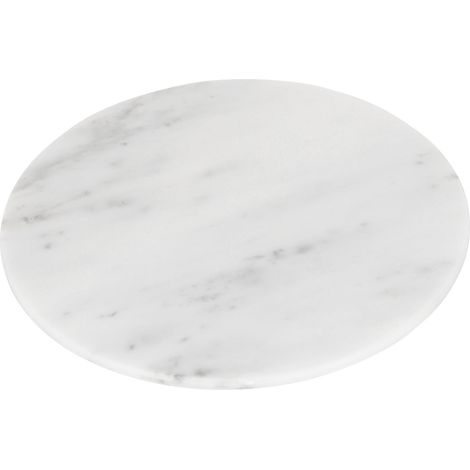 Planche à découper ronde en marbre blanc 30 cm, antidérapante, cuisine fromage pain viande (1/5)