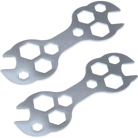 2pcs Multi-Trous de Vélo Cycle Clé de Montagne en Acier Placage Portable Multifonctionnel Outil de Réparation de Vélo 8-17mm (1/4)